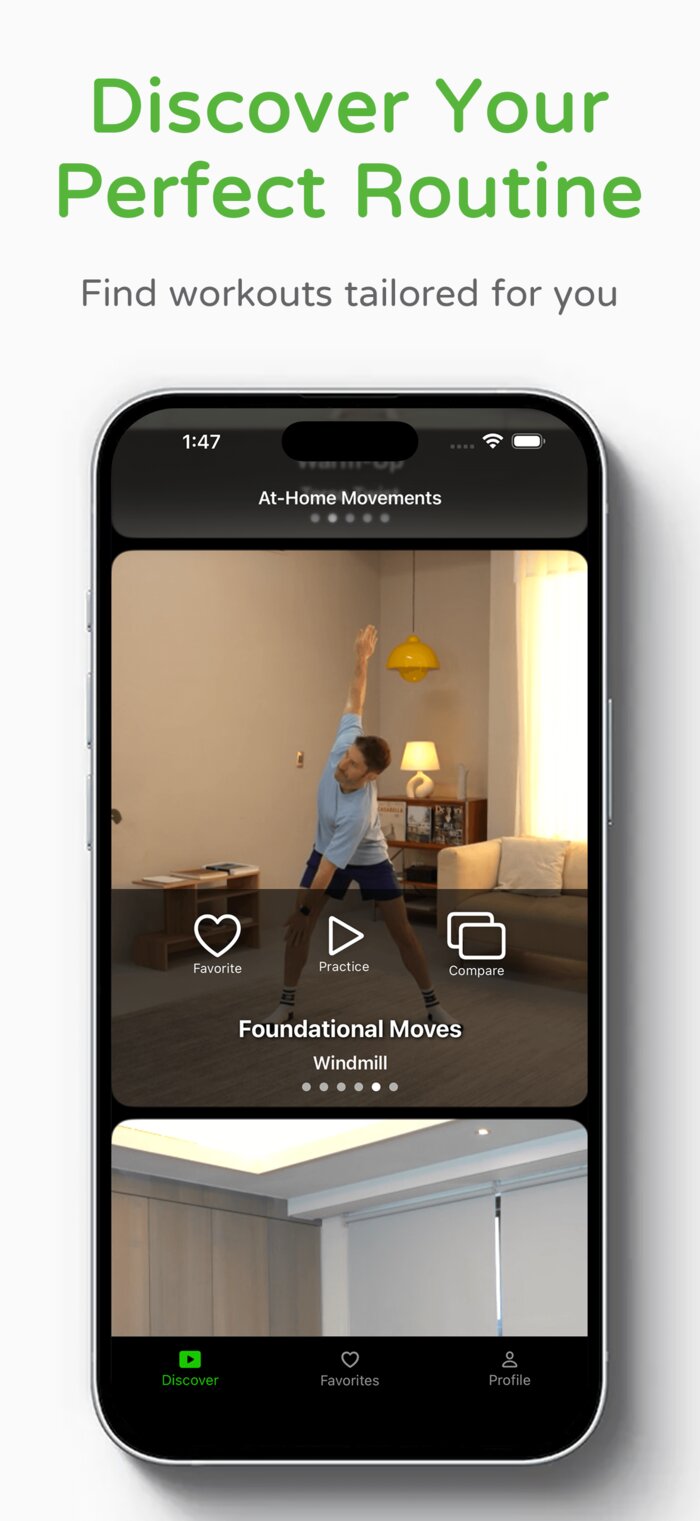 ActiveMo app showing a guided workout